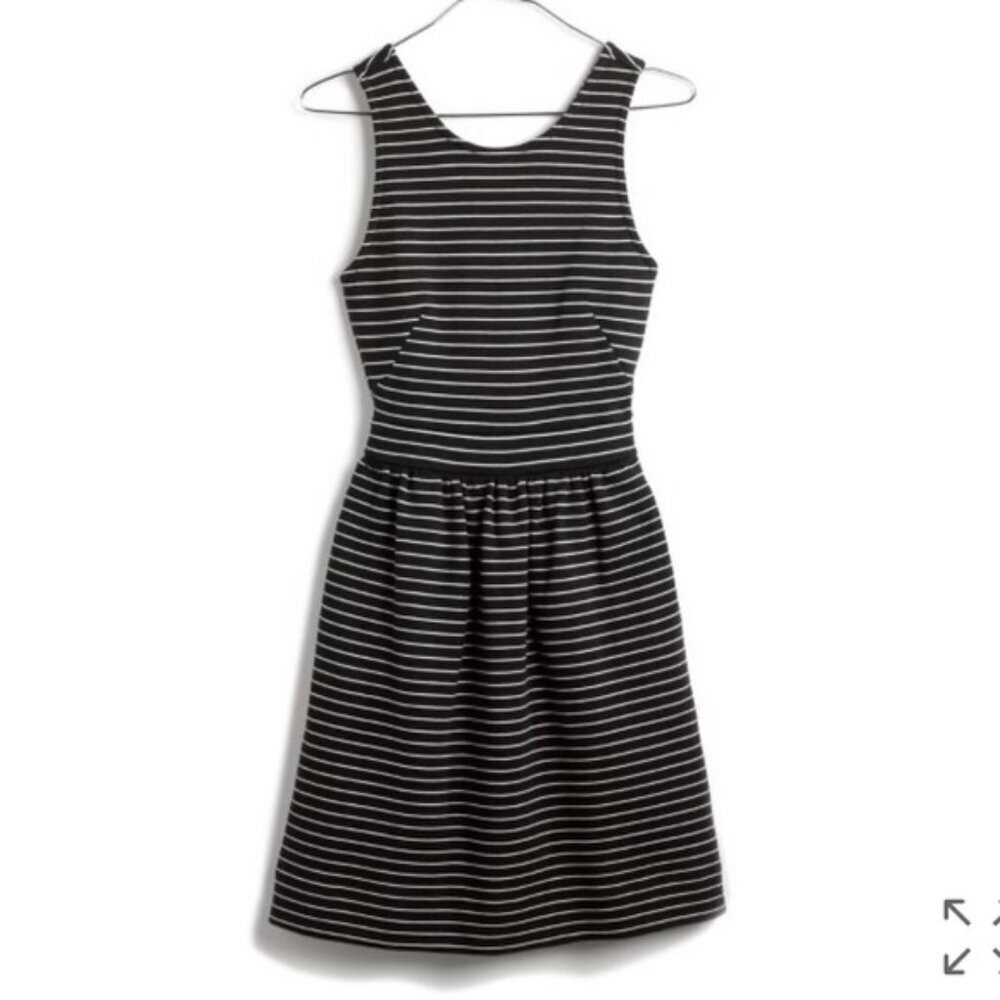 Madewell Black White Striped Sleeveless Fit and Flare Mini Dress XS Racerback